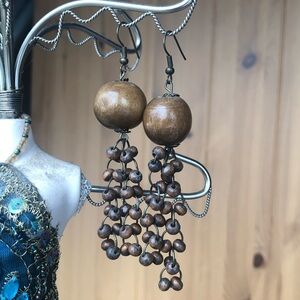 Wood dangly earrings